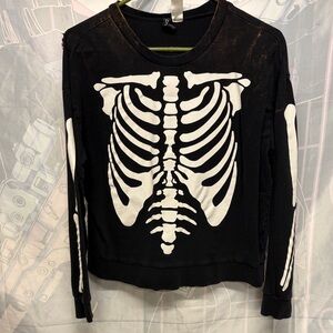 Black Skeleton Print Sweatshirt
